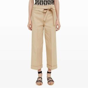 CLUB MONACO Tan Riqi Tie High Waist Wide Leg Cropped Pants Women’s Size